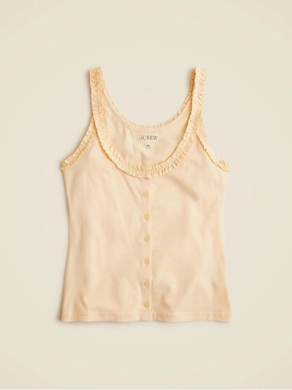 J.Crew | Broken in Jersey Button Front Ruffle Trim Tank | M | Butter Yellow